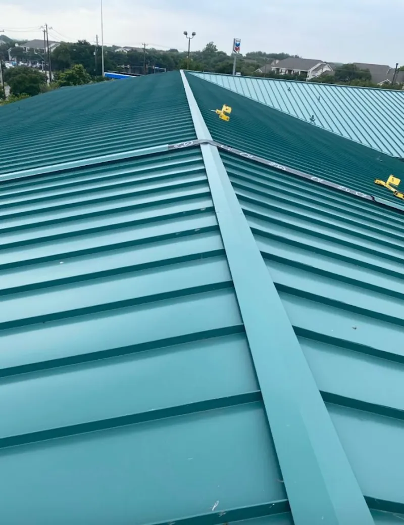 Green commercial metal roof ridge and valley for Metal Roof Repair in Jamul